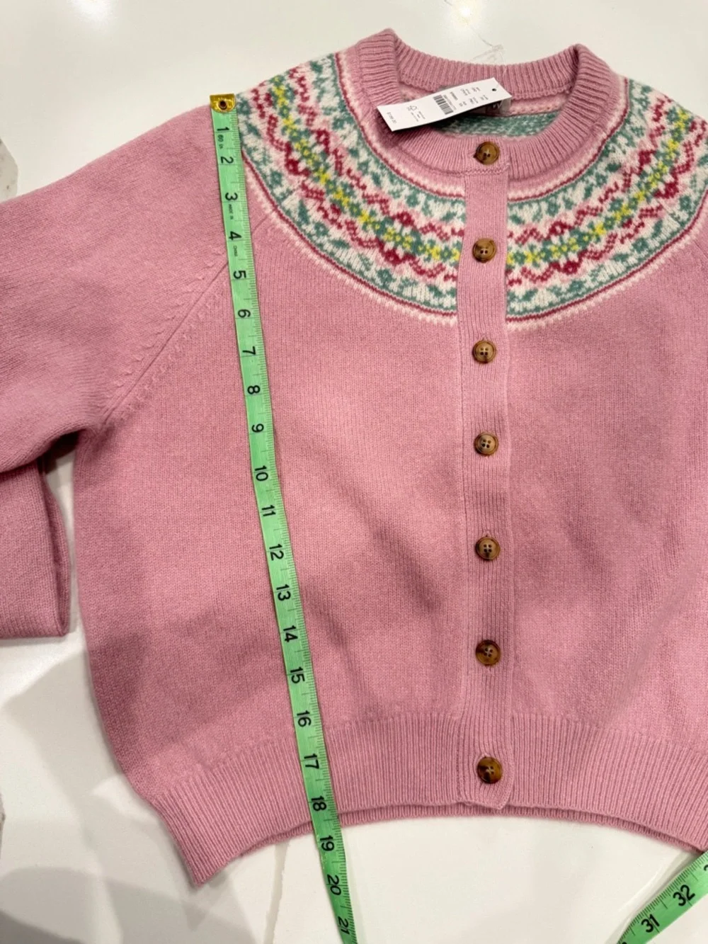 J.Crew Fair Isle Nordic Cardigan Pink Multi Wool NWT XS $158 CP416 - Picture 4 of 8